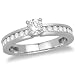 14k White Gold Round Diamond Engagement Ring w/ Channel-Set Round Diamonds (.46 ct center, .95 cttw, G-H Color, I1 Clarity)