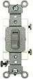 Leviton 54501-2GY 15 Amp, 120/277 Volt, Toggle Framed Single-Pole AC Quiet Switch, Commercial Grade, Grounding, Gray