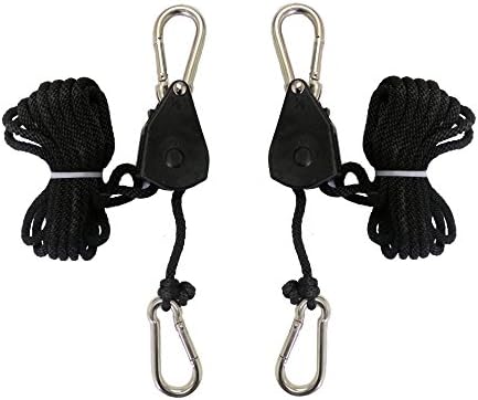 Hydro Times 1/8" Heavy Duty Adjustable Height Grow Light Fixture Rope Ratchet Hanger (Set of 8)
