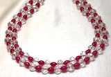Agate Necklaces 2 Strands Imperial Agate with Crystal Swarovsky Beads Beaded Necklace 17" Long