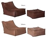 Pharao24 Sitzsack Blues Cuba braun mit Fußhocker
