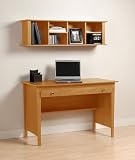 Prepac Contemporary Computer Desk and Hutch in Maple