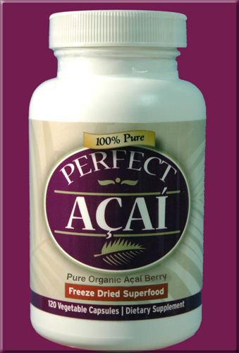 100% Pure Organic PERFECT Acai Berry Freeze-Dried Juice Capsules ~ NOT an EXTRACT! Large Bottle - 120 CAP Count Ea - Incredible Antioxidant & Superfood