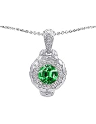 Original Star K (tm) 8mm Simulated Emerald Bali Style Pendant in .925 Sterling Silver