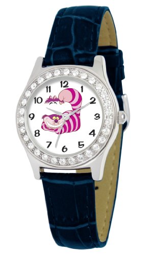 Disney Women's D1499S009 Queen Collection Cheshire Cat Blue Leather Strap Watch