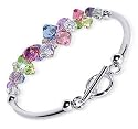 Beauteous .925 Sterling Silver Multi Color Swarovski Crystal Bracelet 7.5" With Toggle Clasp