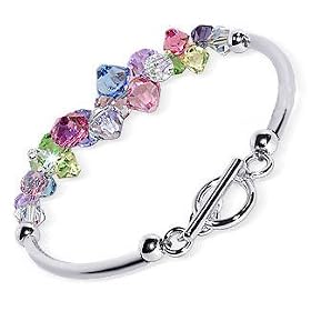 Beauteous .925 Sterling Silver Multi Color Swarovski Crystal Bracelet 7.5