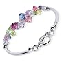 SCBR007 Beauteous .925 Sterling Silver Multi Color Swarovski Crystal Bracelet 7.5" With Toggle Clasp