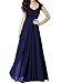 Desiraa Women Slim Flower Print A-Line Maxi Long Dress Medium White