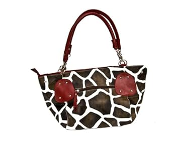 New Giraffe Large Designer Inspired Animal Print Handbag Purse (3 Colors Available) Red Style 122-2017