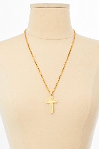 Mens Guys Solid Fashion Cross Necklace Chain Jewelry ACP197G (One Size, Gold)