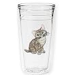 Kitty (Tan) 12 oz Slimline Insulated Beverage Tumbler, Clear, Clear