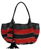 Black & Red Stripe Hobo Handbag LE
