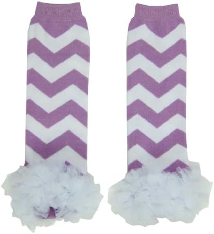 Buenos Ninos Baby Girls Chevron Ruffle Leg Warmers Leggings (lavender)