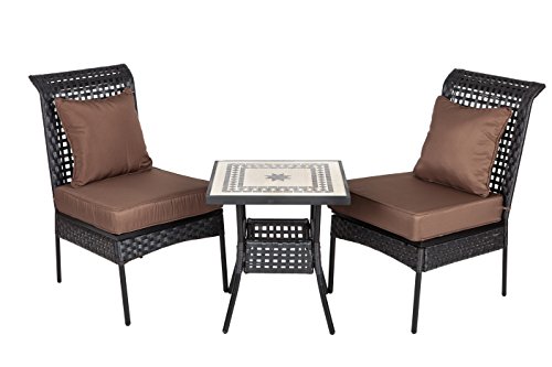 Buy Patio Sense Sonoran 3 Piece All Weather Wicker Bistro Set Furniture Set Sale