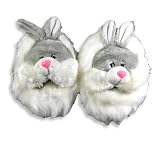Padders Inc - Infant and Toddler Girls Bunny Slippers, White, Grey