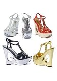 6 inch Metallic Wedge Heel Sandal Womens Size Shoe With T Strap and Cut Out Design 41bAs7nxN8L. SL160 6 inch Metallic Wedge Heel Sandal Womens Size Shoe With T Strap and Cut Out Design
