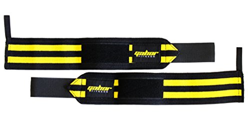 Gabor Fitness Heavy Duty Weightlifting Wrist Wrap, 18-Inch, Black/Yellow