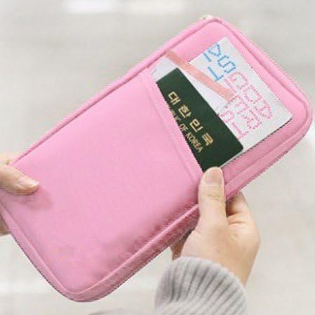 Travel Wallet with Closure Zip Document Organiser Passport Ticket Holder-Pink