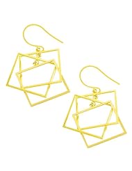 14 Karat Yellow Gold Triple Square Dangle Earrings