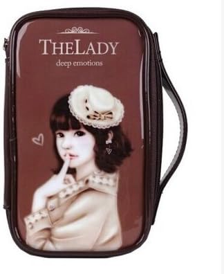 Portable Multi-Functional Cute Doll Pouch Cosmetic Makeup Bag Case Pencil Gift Case (Brown)