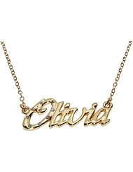 Name Necklaces Olivia - Personalized Necklace Gold Plated 18K, Belcher Chain, 2mm Thick