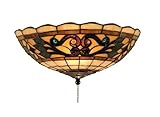 Landmark 990-E Tiffany Buckingham 2-Light Fan Kit/Ceiling Mount, 4-1/2-Inch, Vintage Antique with Bone Tiffany Style Glass