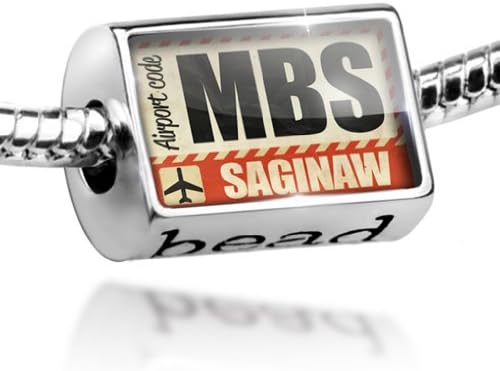 Bead Airportcode MBS Saginaw - Charm Fit All European Bracelets , Neonblond