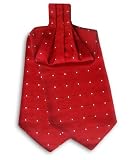 Men's - Red - Silver - Silk Woven Ascot