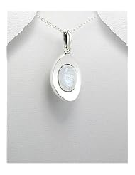 Rainbow Moonstone Pendant Necklace In 92.5 Sterling Silver