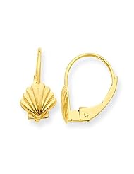 MadiK® 14k Yellow Gold Polished Mini Sea Shell Leverback Earrings