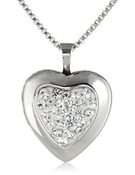 Sterling Silver Crystal Heart Locket Necklace, 18"