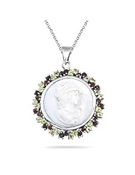 1.50 Cts Peridot & 1.50 Cts Garnet Cameo Pendant in Silver