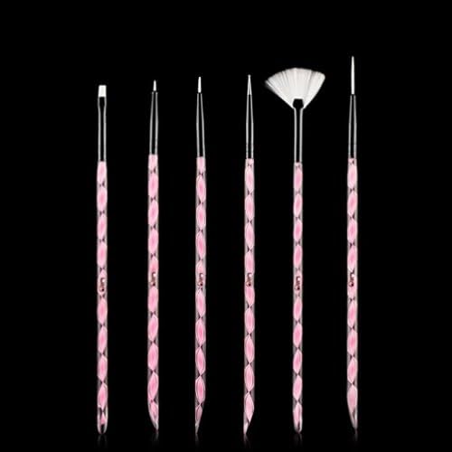 Professional Makeup 6PCS Acrylic & UV Gel Brush Set
