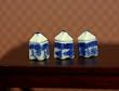 Set of 3 Blue and White Porcelain Cannisters Dollhouse Miniature