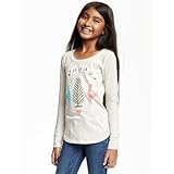 オールドネイビー OLD NAVY/ グラフィッククルーネックティ オートミールヘザー トップス長袖Tシャツ S【並行輸入】