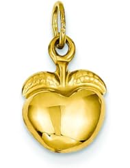 14K Yellow Gold 3D Apple Charm Fruit Pendant Jewelry