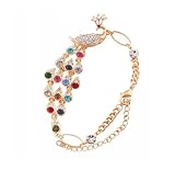 Fashion Charming Lovely Peacock Shape Colorful Crystal Bangle Bracelet