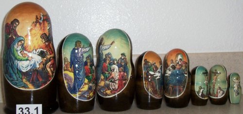 Childrens Toyshop  Toys : Russian Hand Made Nesting Doll "Nativity" 5 Pcs. 7in Tall Item #33.1