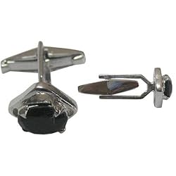 Cuff Links Studs in Sterling Silver Onyx Gemstone Men Gift (cflng164)