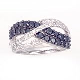 14K Black & White Diamond Braid Band