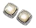 White Mother of Pearl Earrings in Sterling Silver with 14K Yellow Gold Accents