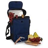 Picnic Time Duet Insulated Wine and Cheese Tote, Navy Blue