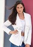 Jessica London Plus Size Leather Jacket with Ruffle Front