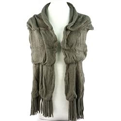Winter Warm 2ply Soft Knit Puff Layer Scarf Wrap Gray