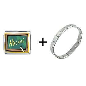 Alphabet Chalkboard Italian Charm Bracelet