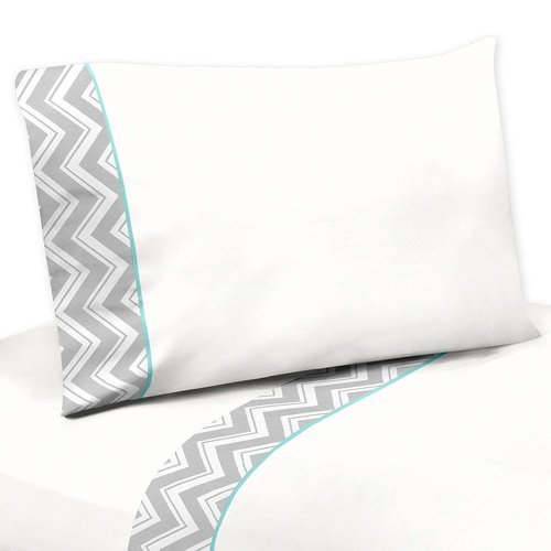 Sweet Jojo Designs 4 Piece Queen Sheet Set for Turquoise and Gray Zig Zag Bedding Collection by