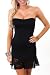 Black Eyelet Lace up Fitted Mini Dress - M