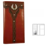 Horse Shoe Saddle Stitched Leather Wallet -Checkbook cover by Trenditions; AJ's Western Wear