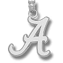 University of Alabama Bb Script "A" 5/8" Pendant (Silver)